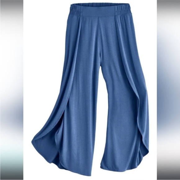 Coolibar Wide Leg Blue Soft Pants Overlap UPF 50+ Sun Protection Lynsu XL - Picture 3 of 11